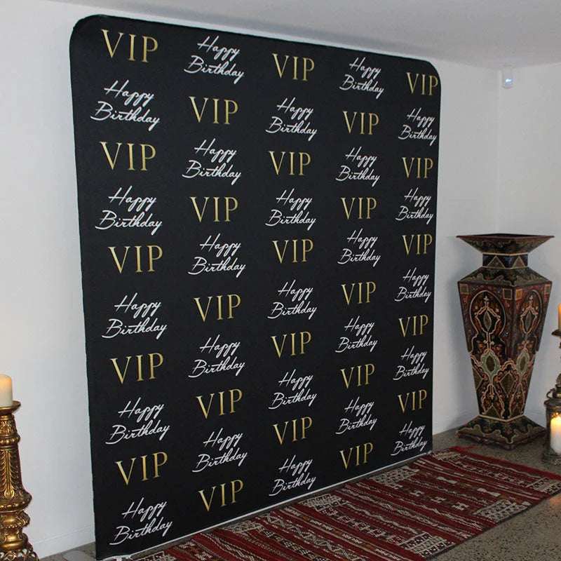 Lofaris VIP Birthday Black Square Tension Backdrop Cover