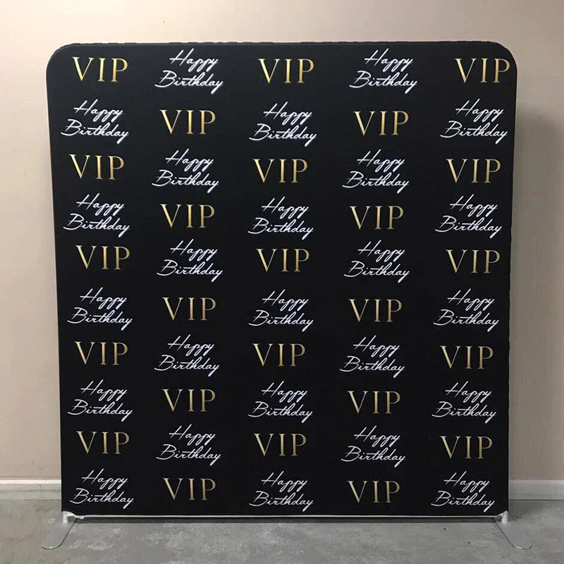 Lofaris VIP Birthday Black Square Tension Backdrop Cover