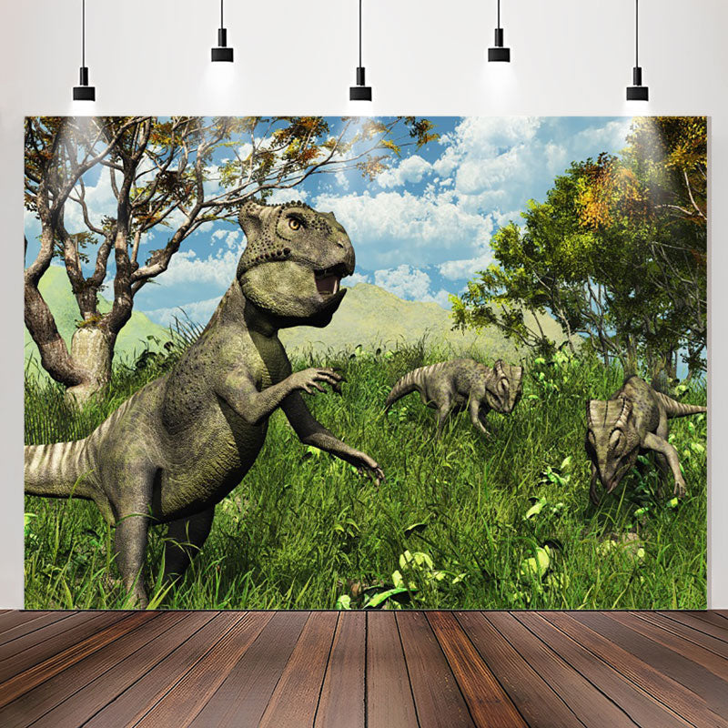 Lofaris Virgin Forest Dinosaur Birthday Backdrop For Boy