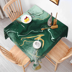 Lofaris Voguish Green Fluid Texture Square Tablecloth
