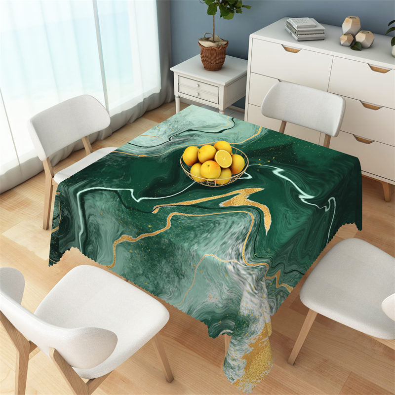 Lofaris Voguish Green Fluid Texture Square Tablecloth