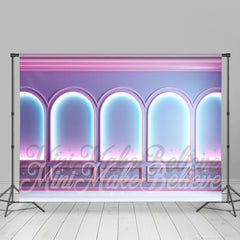 Lofaris Voguish Purple Pink Neon Arch Retro Wall Backdrop
