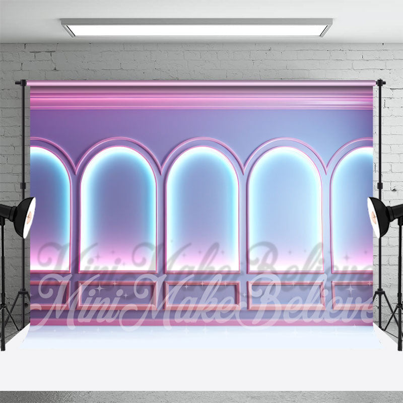 Lofaris Voguish Purple Pink Neon Arch Retro Wall Backdrop