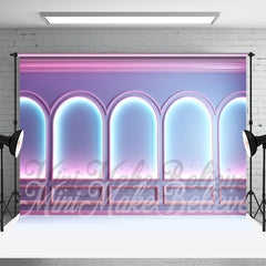 Lofaris Voguish Purple Pink Neon Arch Retro Wall Backdrop