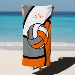 Lofaris Volleyball Custom Name Beach Towel for Kids