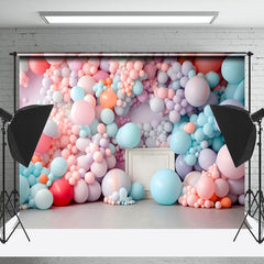 Lofaris Warm Colorful Balloon Cake Smash Backdrop For Kids