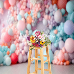 Lofaris Warm Colorful Balloon Cake Smash Backdrop For Kids