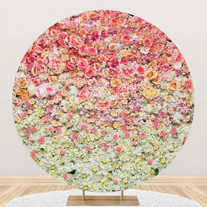 Lofaris Warm Colors Flowers Dense Circle Wedding Backdrop
