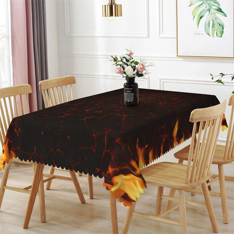 Lofaris Warm Fireplace Christmas Party Rectangle Tablecloth