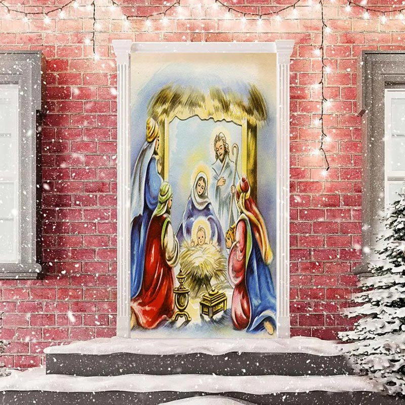 Lofaris Warm Holy God Baby Christmas Door Cover Decoration