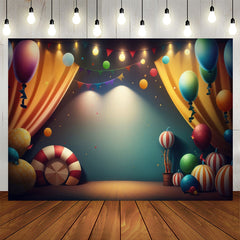 Lofaris Warm Light Balloons Curtain Flag Birthday Backdrop