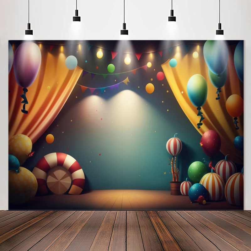 Lofaris Warm Light Balloons Curtain Flag Birthday Backdrop