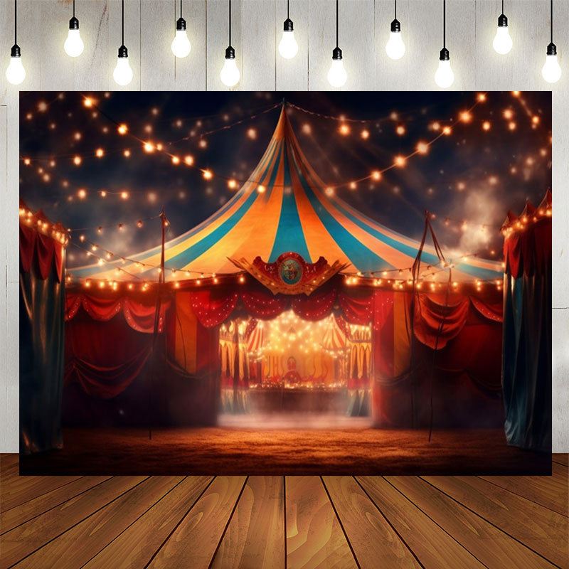 Lofaris Warm Light Huge Circus Tent Night Birthday Backdrop