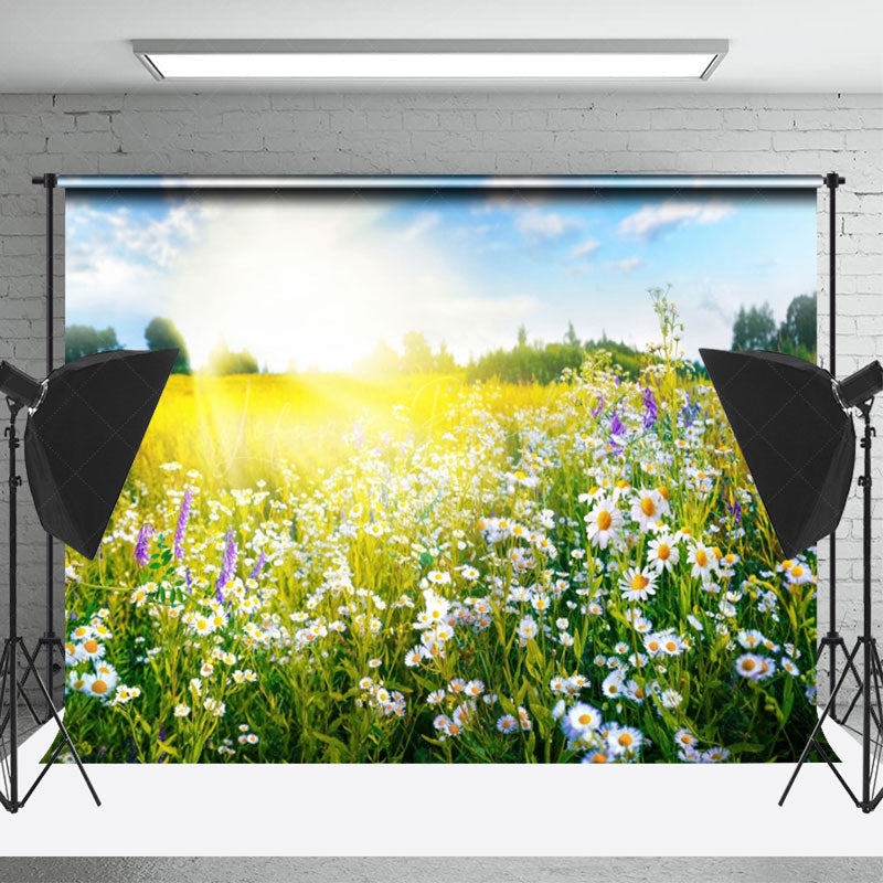 Lofaris Warm Sunlight Daisy Yellow Photo Spring Backdrop