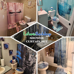 Lofaris Watercolor Floral Turquoise Plank Bathtub Shower Curtain