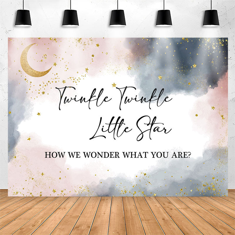 Lofaris Watercolor Gold Twinkle Star Baby Shower Backdrop