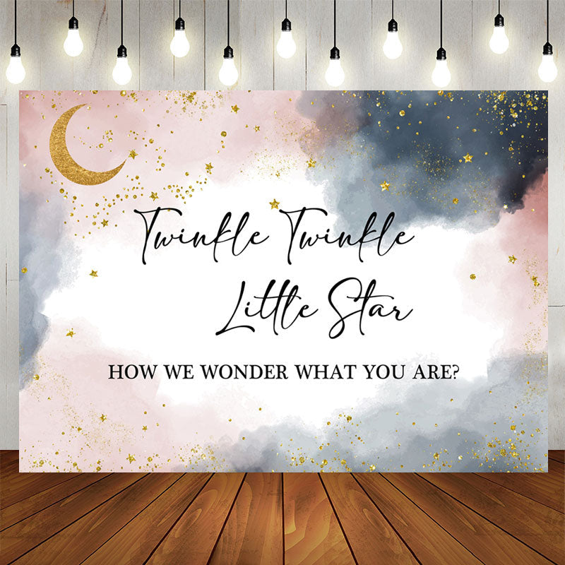 Lofaris Watercolor Gold Twinkle Star Baby Shower Backdrop