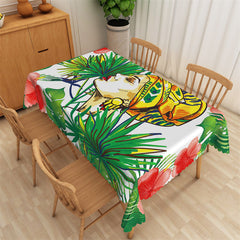 Lofaris Watercolor Green Leaves African Indian Woman Tablecloth