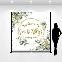 Lofaris Watercolor Green Leaves Custom Wedding Backdrop