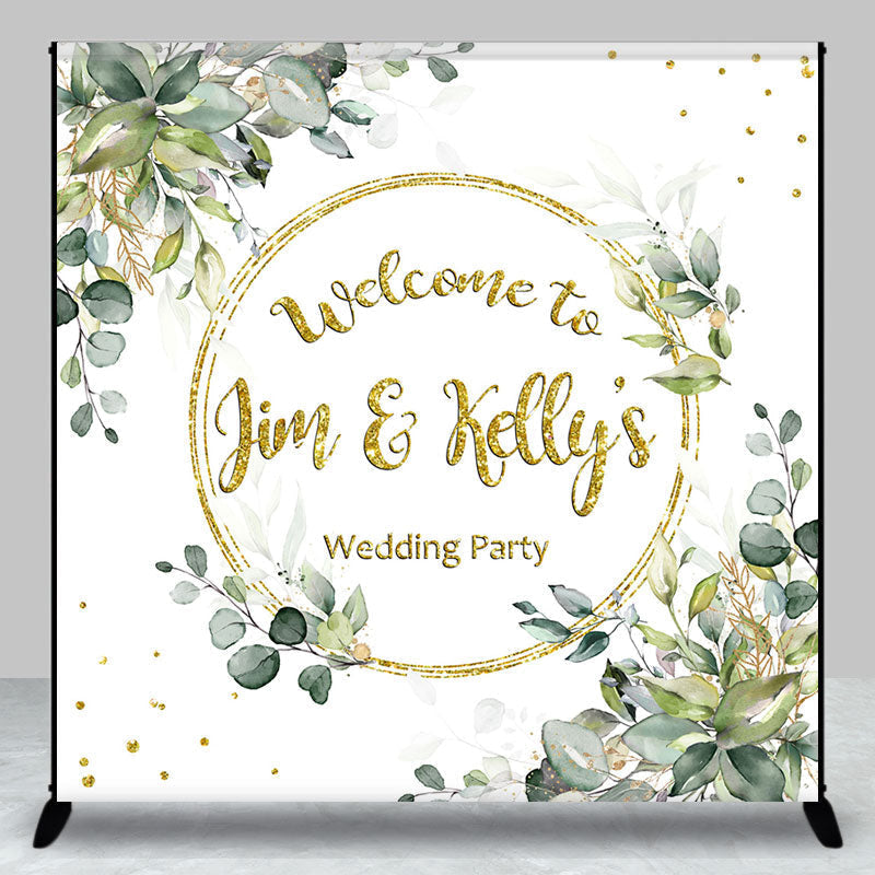 Lofaris Watercolor Green Leaves Custom Wedding Backdrop
