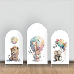 Lofaris Watercolor Hot Air Balloon Animals Arch Backdrop Kit