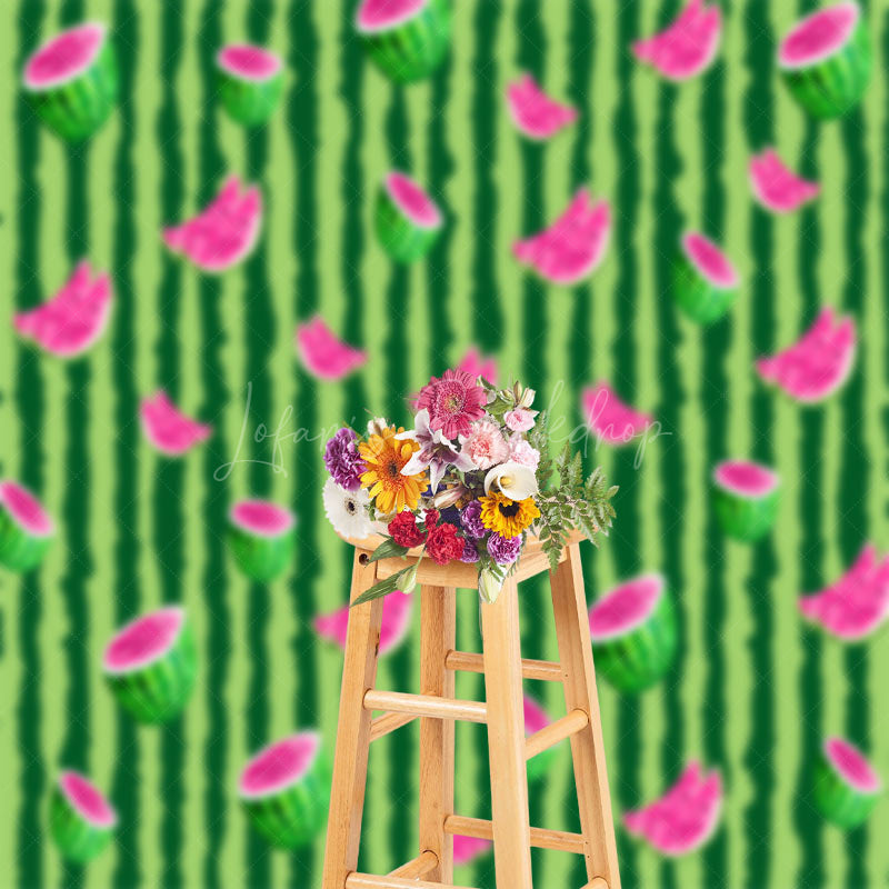 Lofaris Watermelon Stripe Flesh Birthday Backdrop For Photo