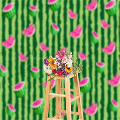 Lofaris Watermelon Stripe Flesh Birthday Backdrop For Photo