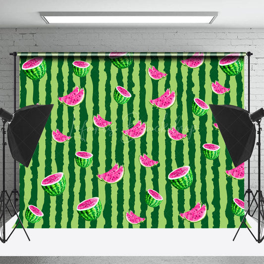 Lofaris Watermelon Stripe Flesh Birthday Backdrop For Photo