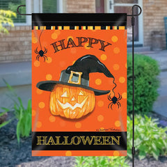 Lofaris Waterproof Magic Pumpkin Halloween Orange Garden Flag