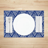 Lofaris Wavy Triangle Blue White Repeat Set Of 4 Placemats