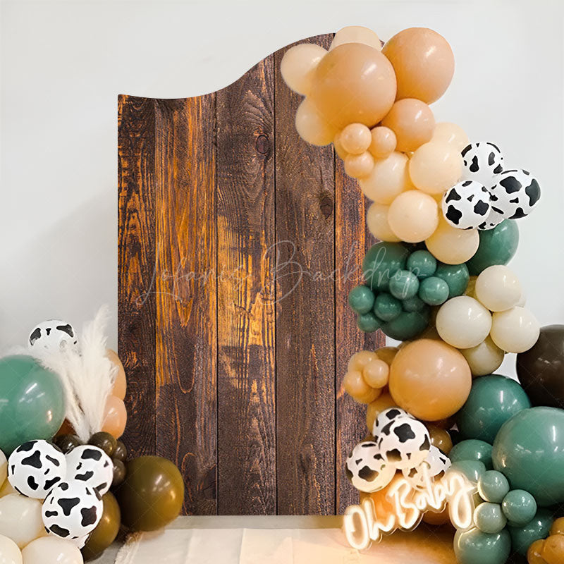 Lofaris Wavy Vintage Brown Wood Grain Party Arch Backdrop