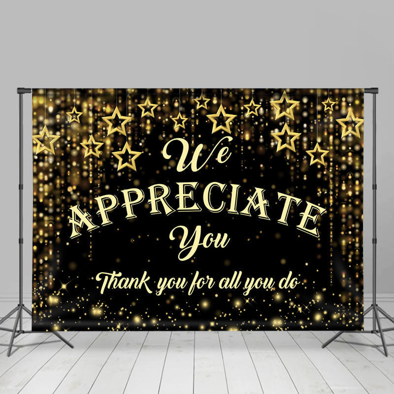 Lofaris We Appreciate You Gold Black Thanksgiving Backdrop