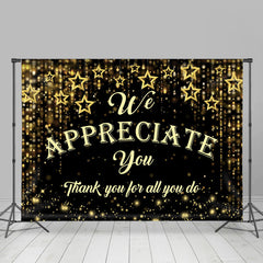 Lofaris We Appreciate You Gold Black Thanksgiving Backdrop