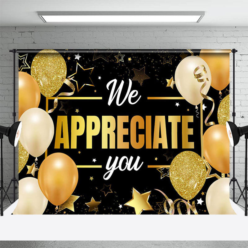 Lofaris We Appreciate You Golden Balloon Retirement Backdrop