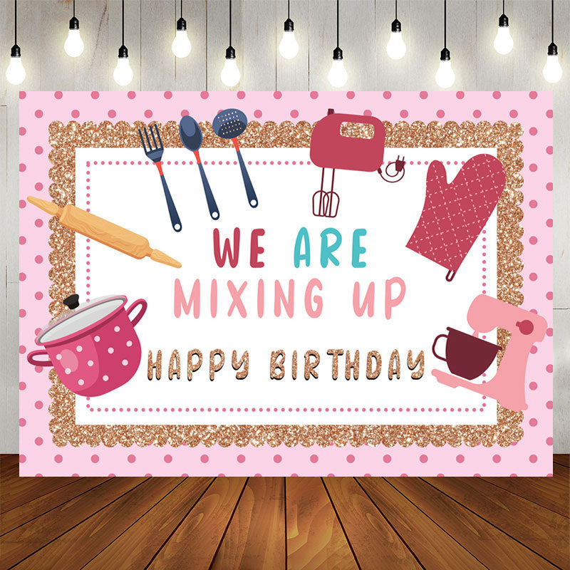 Lofaris We Are Mixing Up Girl Kitchen Birthday Backdrop