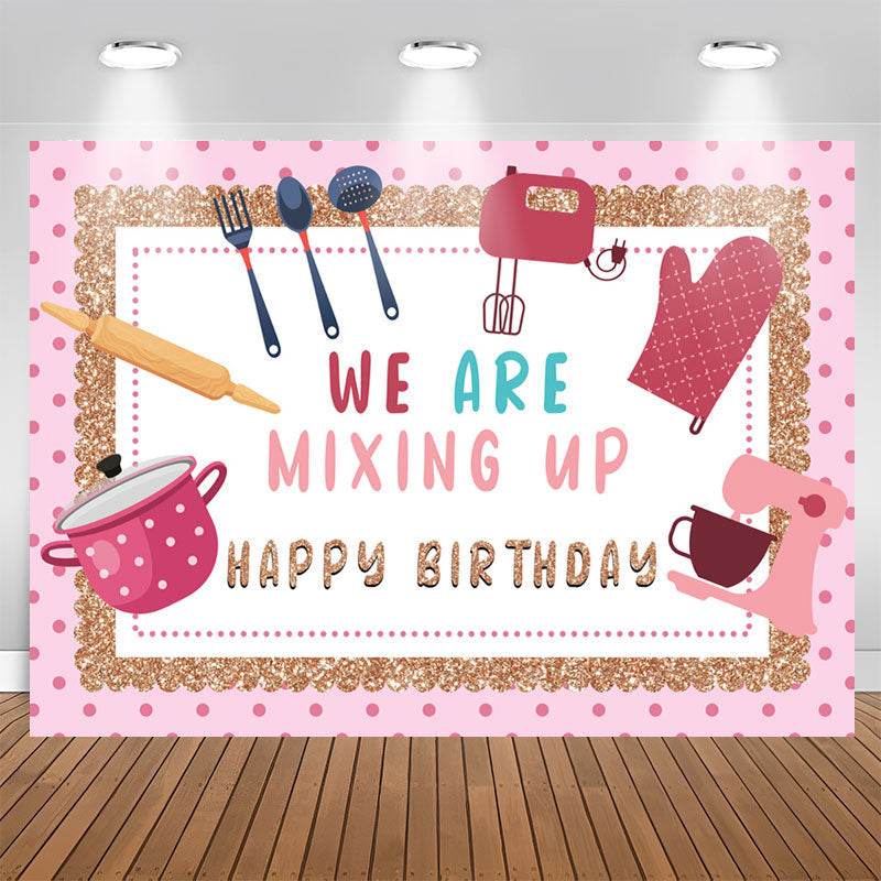 Lofaris We Are Mixing Up Girl Kitchen Birthday Backdrop