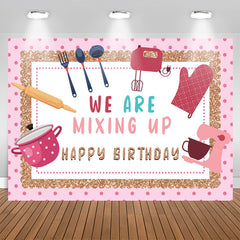 Lofaris We Are Mixing Up Girl Kitchen Birthday Backdrop