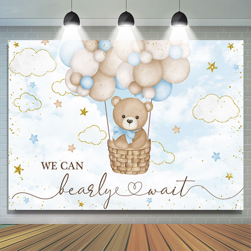 Lofaris We Can Barely Wait Bear Balloon Baby Shower Backdrop