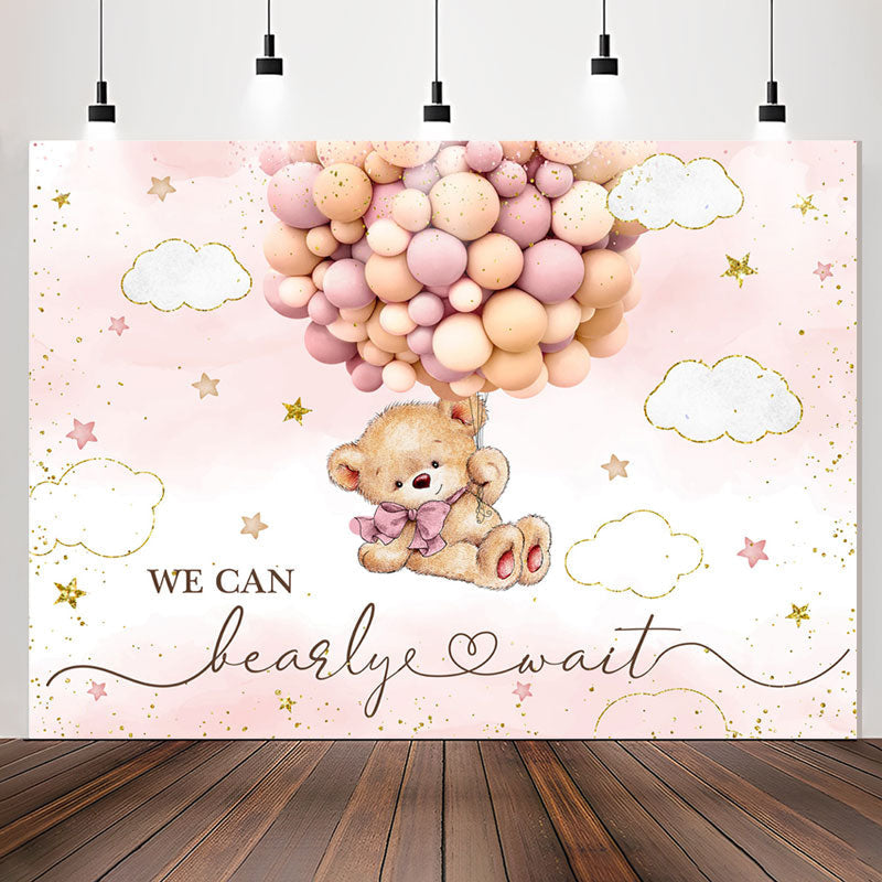 Lofaris We Can Bearly Wait Balloon Bear Baby Shower Backdrop