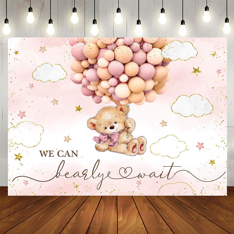 Lofaris We Can Bearly Wait Balloon Bear Baby Shower Backdrop