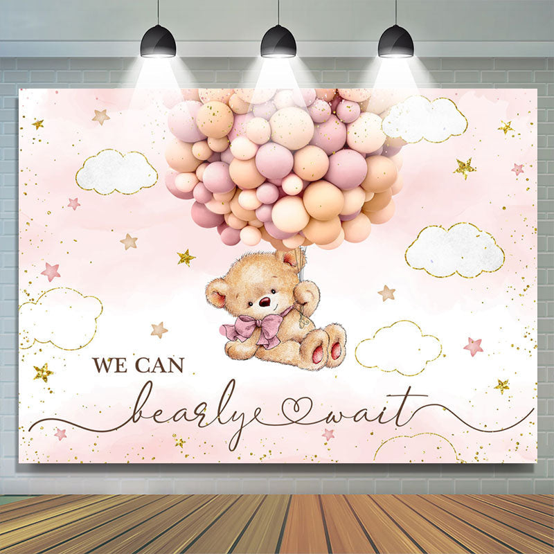 Lofaris We Can Bearly Wait Balloon Bear Baby Shower Backdrop