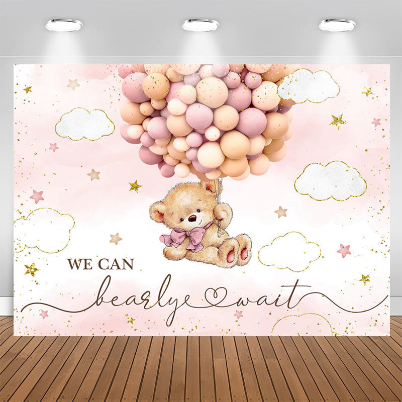Lofaris We Can Bearly Wait Balloon Bear Baby Shower Backdrop