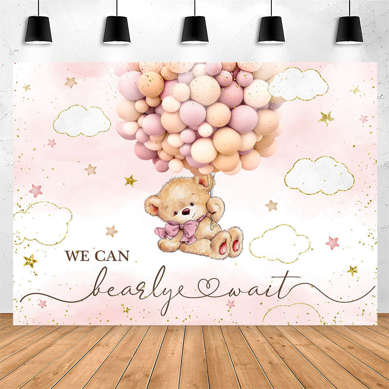 Lofaris We Can Bearly Wait Balloon Bear Baby Shower Backdrop