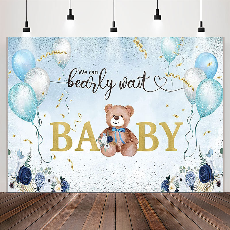 Lofaris We Can Bearly Wait Bear Floral Baby Shower Backdrop