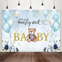 Lofaris We Can Bearly Wait Bear Floral Baby Shower Backdrop