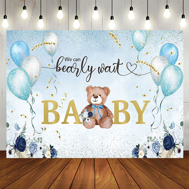 Lofaris We Can Bearly Wait Bear Floral Baby Shower Backdrop