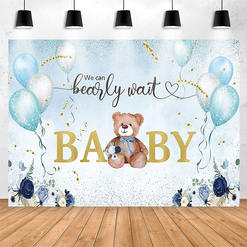 Lofaris We Can Bearly Wait Bear Floral Baby Shower Backdrop
