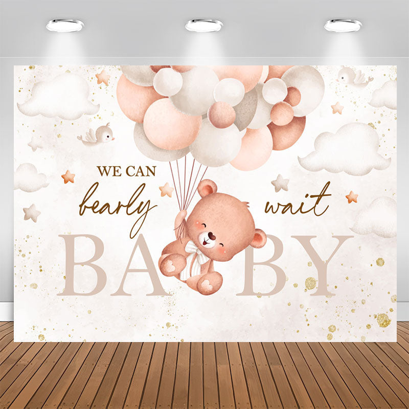 Lofaris We Can Bearly Wait Pink Balloon Baby Shower Backdrop