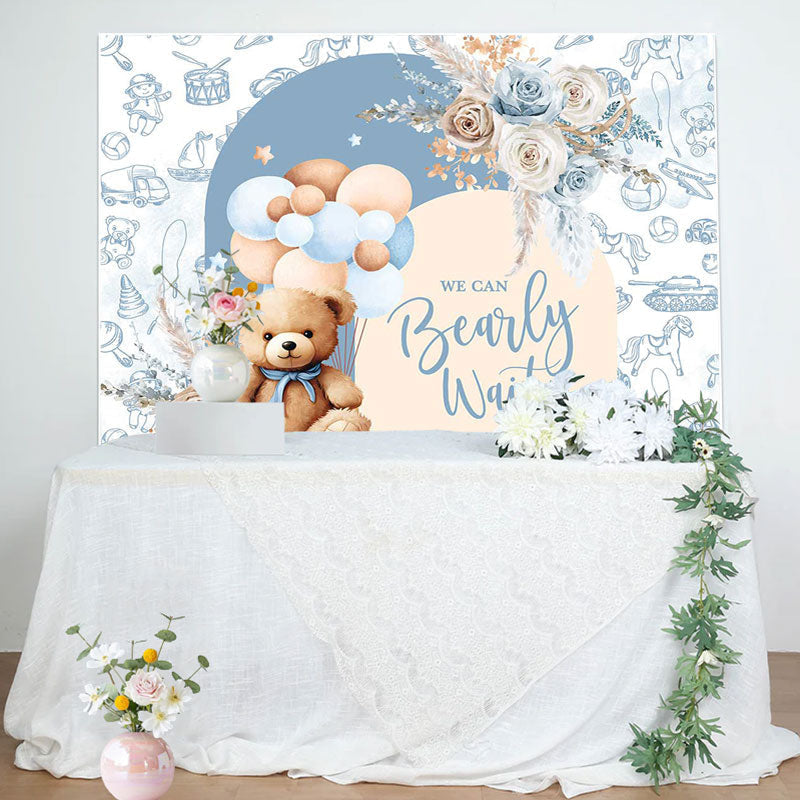 Lofaris We Can Bearly Wait Teddy Bear Baby Shower Backdrop