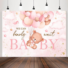 Lofaris We Can Bearly Wait Teddy Pink Baby Shower Backdrop